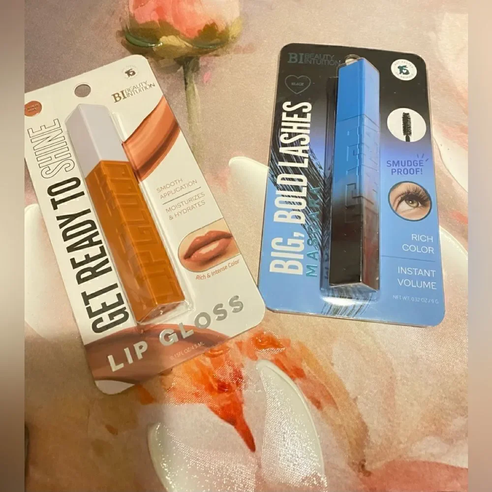 🛍️2 Beauty Intuition Natural Nude Lip Gloss 💄 & Big Bold Lashes Mascara 💥